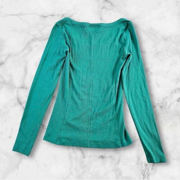 ✨anthropologie green ribbed long sleeve crewneck sz xs top✨ - Picture 2 of 5